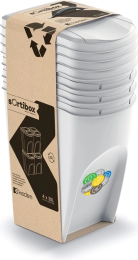 Set de 4 poubelles Sortibox 4×35 l – gris cendré
