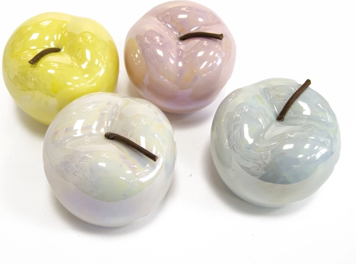 Décoration en céramique en forme de pomme avec effet nacré 11 × 11 × 9 cm (mix de 4 variantes)