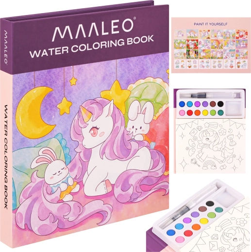 Livre de coloriage à l’eau avec licorne Maaleo