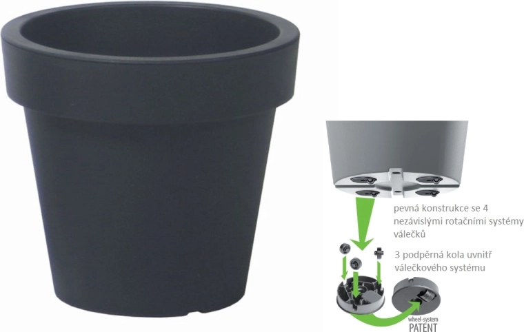 Pot Lofly anthracite 58,2 cm avec roulettes