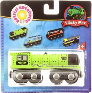 Locomotive à vapeur en bois verte Maxim