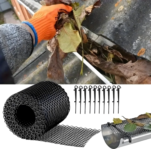 Grille de protection pour gouttière ضد feuilles 0,15 × 6 m + clips