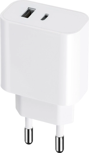 Chargeur MAXLIFE 30 W avec USB‑C et USB, PD/QC, blanc
