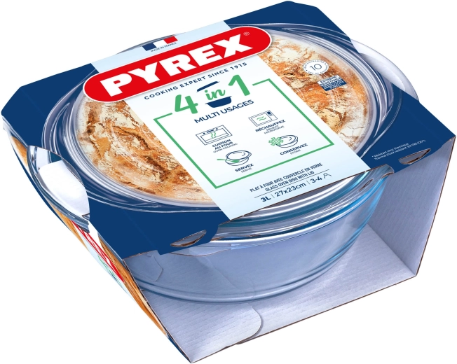 Plat rond avec couvercle 3 l PYREX en verre