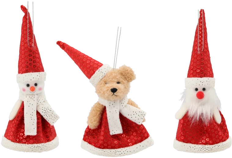 Décoration de Noël suspendue – bonhomme de neige, ourson ou Père Noël, 11 × 12 cm