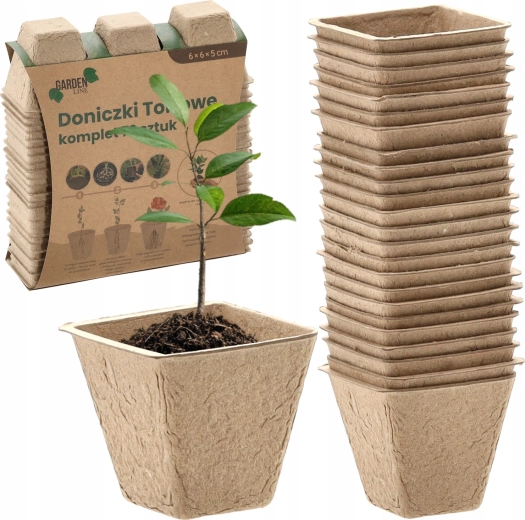 Lot de 72 pots en tourbe 6 × 6 × 5 cm