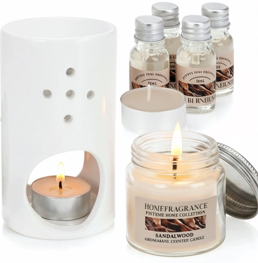 Lampe aromatique avec huiles, coffret 8 pièces