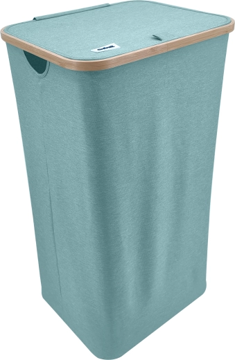 Panier à linge menthe avec bordure en bambou, 98 l, vert menthe