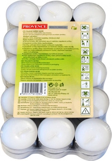 Bougies chauffe-plat Provence blanches non parfumées 30 pcs