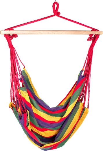 Fauteuil hamac suspendu 100 × 100 cm, design à rayures multicolores