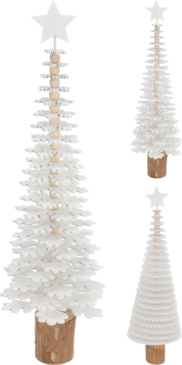 Décoration de Noël arbre en bois blanc 40 × 12 cm, assortiment de formes