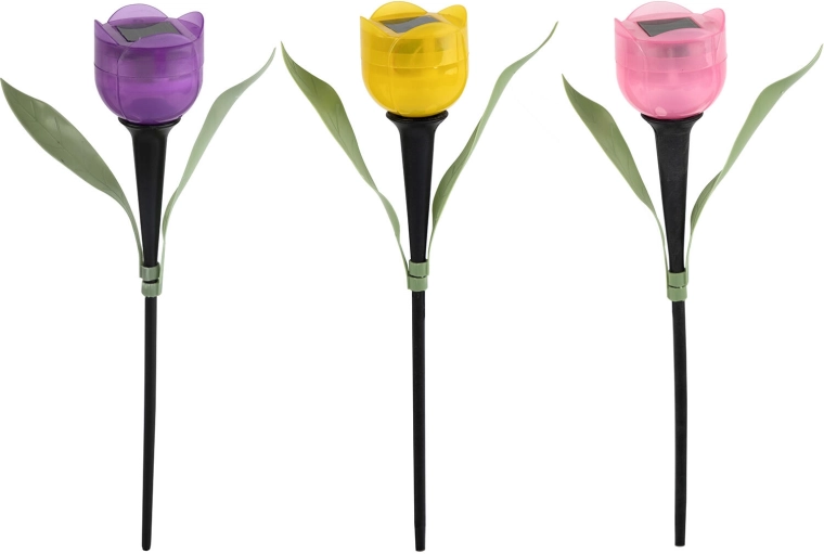 Lampe de jardin solaire tulipe à LED, assortiment de couleurs