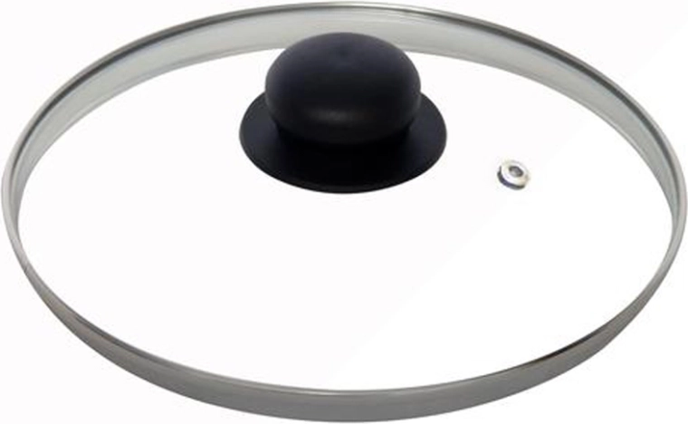 Couvercle en verre 26 cm avec bord en acier inoxydable