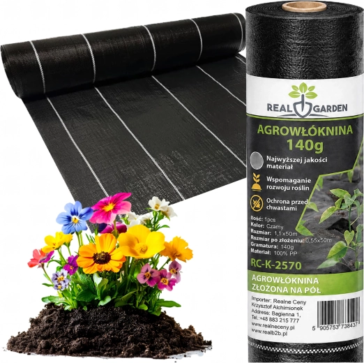 Agrotextile noire anti-mauvaises herbes 140 g/m² 1,1 × 50 m (UV)