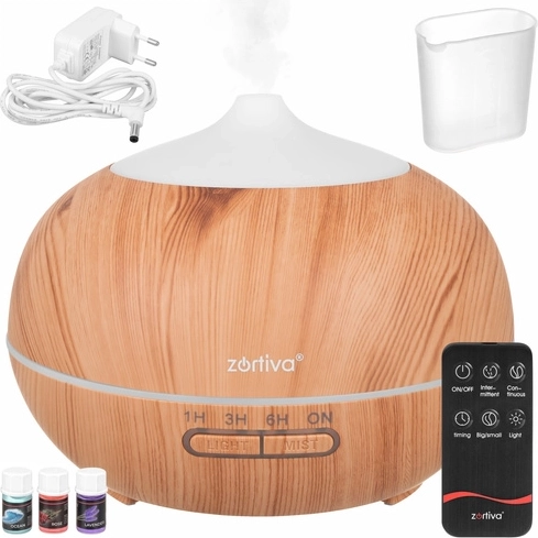 Diffuseur d’arômes ultrasonique et humidificateur d’air Zortiva 400 ml avec télécommande