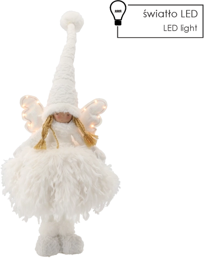 Ange blanc debout avec éclairage LED 50 cm