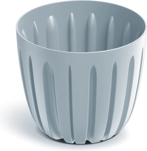 Cache-pot en plastique avec rainures verticales 13,8 cm gris clair