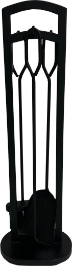 Ensemble d’outils de cheminée avec support 70 cm – métal noir, set 3 pièces