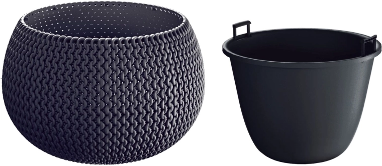 Cache-pot Splofy Bowl avec insert 29 cm anthracite