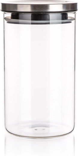 Bocal en verre FREIA rond 1,1 l avec couvercle en inox