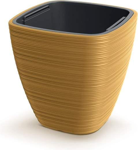 Pot Vena Square 38,8 × 38 cm moutarde avec insert intérieur