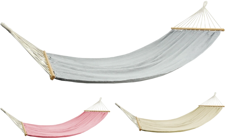 Hamac avec barres en bois 200 × 100 cm, capacité 150 kg