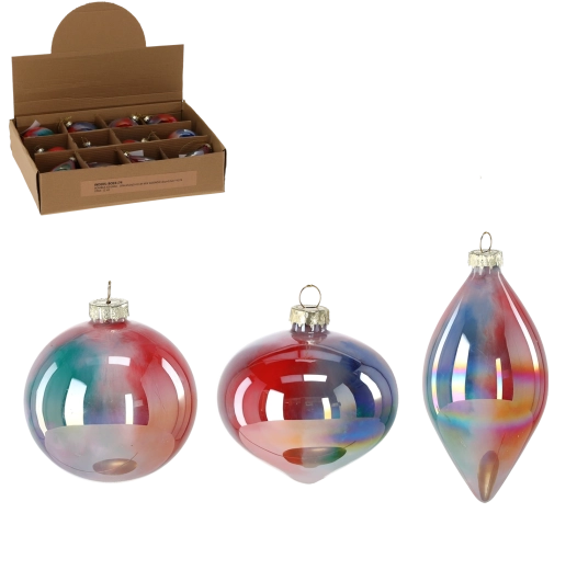 Décoration de Noël en verre opalisant – assortiment de formes