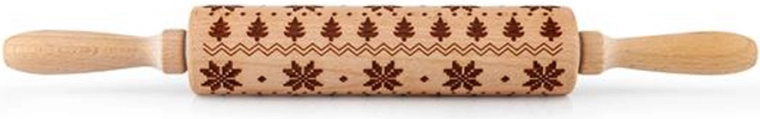 Rouleau à pâtisserie en bois embossé avec flocons 19 cm