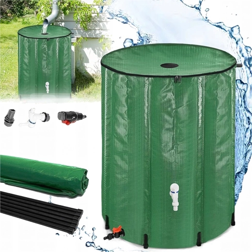 Tonneau pliable pour eau de pluie 100 l avec robinet et trop-plein