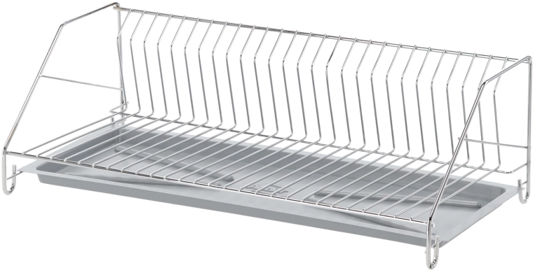 Égouttoir à vaisselle à un niveau 50 cm, métal chromé avec bac en silicone