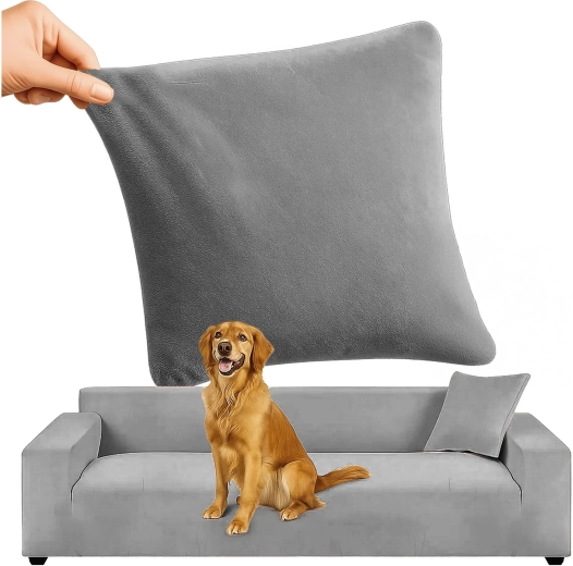 Housse extensible en velours pour canapé d'angle Ruhhy 190–230 cm – Gris foncé