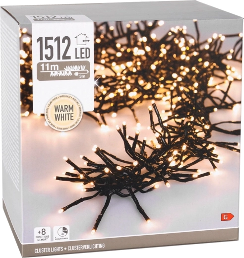 Guirlande LED de Noël 11 m, 1512 LED blanc chaud, IP44 avec minuteur
