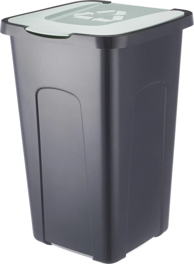Poubelle de tri sélectif 50 l noir/vert pastel