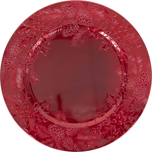 Assiette décorative 33 cm à motif de houx – rouge
