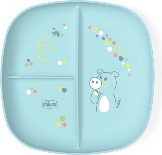 Assiette compartimentée Chicco bleue 12m+