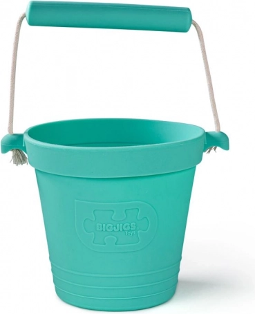 Seau de plage en silicone BIGJIGS TOYS – turquoise