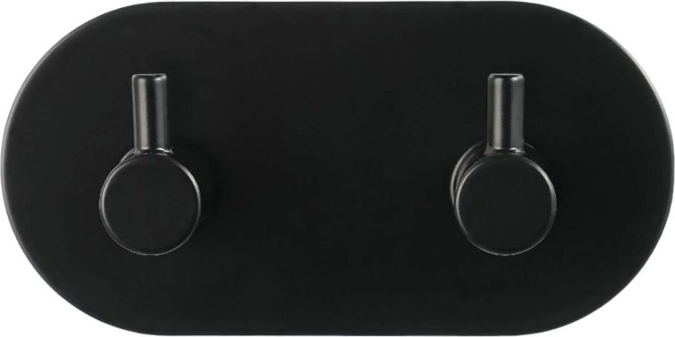 Porte-manteau métallique double autocollant – noir