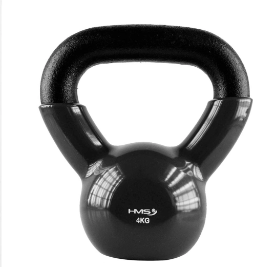 Kettlebell HMS 4 kg avec revêtement vinyle, noir