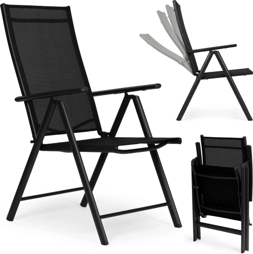 Fauteuil de jardin pliant à dossier réglable, noir, MULTIGARDEN