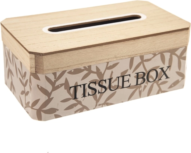 Boîte décorative en bois pour mouchoirs avec motif feuilles 24 × 14 × 10 cm