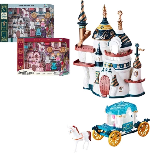 Château des rêves avec carrosse – ensemble avec figurines et mobilier