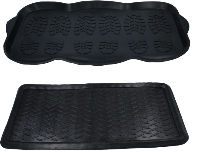 Paillasson rectangulaire en caoutchouc avec égouttoir 70 × 40 cm noir