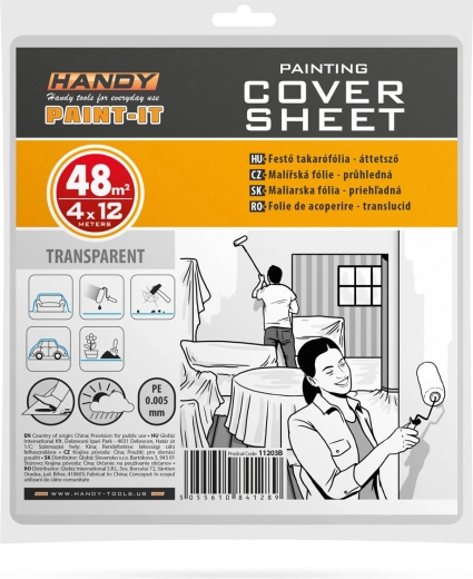 Film de protection PE pour peinture 4 × 12 m, 5 microns