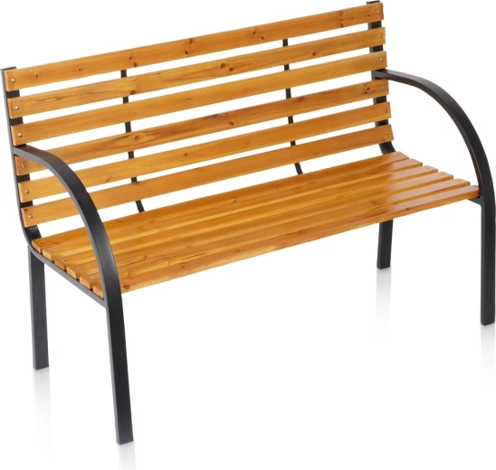 Banc de jardin Vilde en bois avec structure métallique 122 × 51 × 83,5 cm