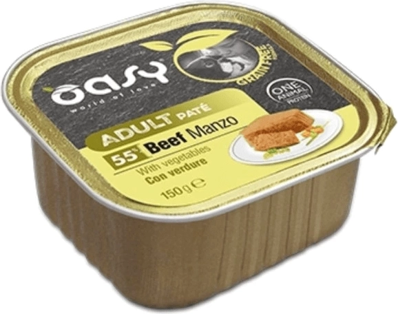 Oasy pâté sans céréales pour chiens adultes bœuf avec légumes 150 g