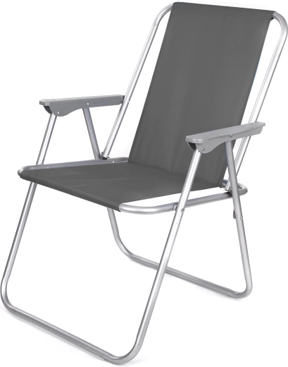 Fauteuil de jardin pliant en métal et textile, anthracite