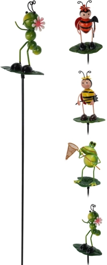 Piquet de jardin animal sur feuille 56 cm, métal, assortiment de modèles