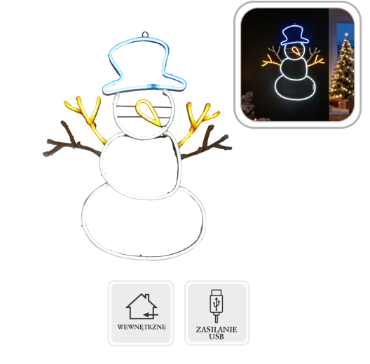 Décoration de Noël LED néon bonhomme de neige 32 × 1,2 × 55,5 cm