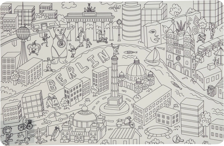 Set de table en plastique Villes 43,5 × 28,5 cm, assortiment de 4 décors