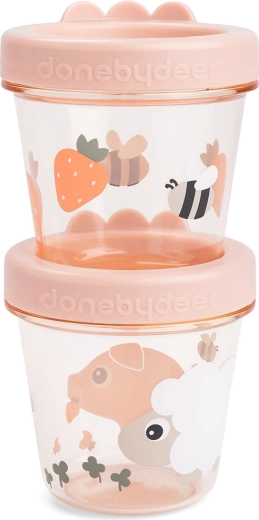 Boîtes Done by Deer pour repas de bébé Tiny farm roses, 2 pcs